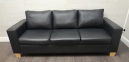 [HF15910] modern black faux leather three seater sofa