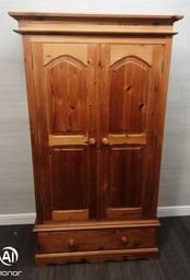 [HF15914] double solid pine  wardrobe with drawer