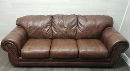 [HF15984] large quality brown leather three peice suite