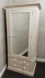 [HF16093] single door shabby chic white wardrobe with mirror