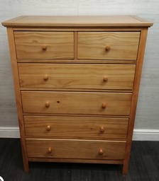 [HF16132] tall six drawer pine chest