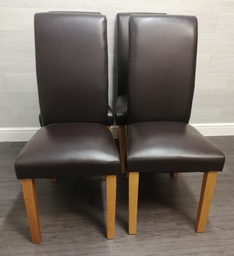 [HF16135] 4 X brown FAUX LEATHER roll top DINING CHAIRS