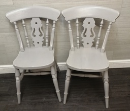 [HF16144] pair of shabby chic grey dining chairs