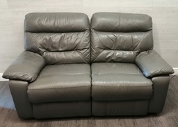 [HF16172] GREY leather ELECTRIC TWO SEATER RECLINER SOFA