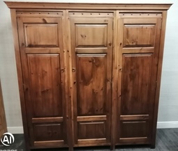 [HF16177] lovely rustic mexican pine triple wardrobe