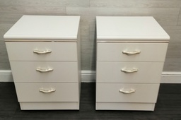 [HF16214] pair of three drawer white bedsides