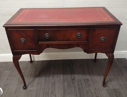 [HF16298] leather top small repro desk or console table