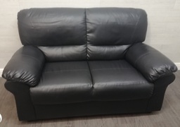 [HF16323] Black Faux Leather Two Seater Sofa