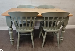 [HF16545] shabby chic green Table and Four Chairs Set