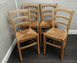 [HF16584] 4 X RUSH SEATED NEAT DINING CHAIRS