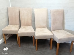 [HF16576] 4 X CREAM SUEDE STYLE  DINING CHAIRS