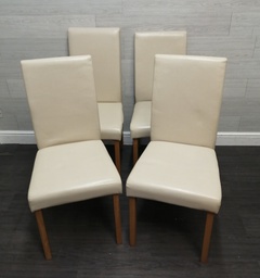 [HF16682] 4 X CREAM FAUX LEATHER DINING CHAIRS