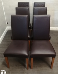 [HF16850] 6 x  Quality Brown Leather Dining Chairs