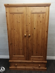 [HF17081] solid pine double wardrobe with drawer