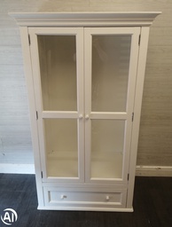 [HF17100] Neat glazed fronted white wardrobe