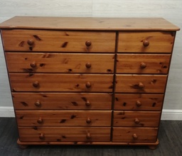 [HF17111] pine 12 drawer merchant style pine chest