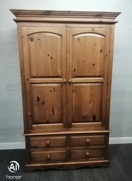 [HF17155] solid pine double wardrobe with drawers