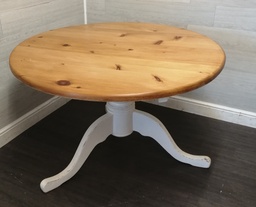 [HF17243] ROUND SOLID PINE TABLE SHABBY CHIC PAINTED TABLE