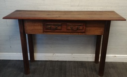 [HF17229] Great two drawer rustic dark solid wood console table